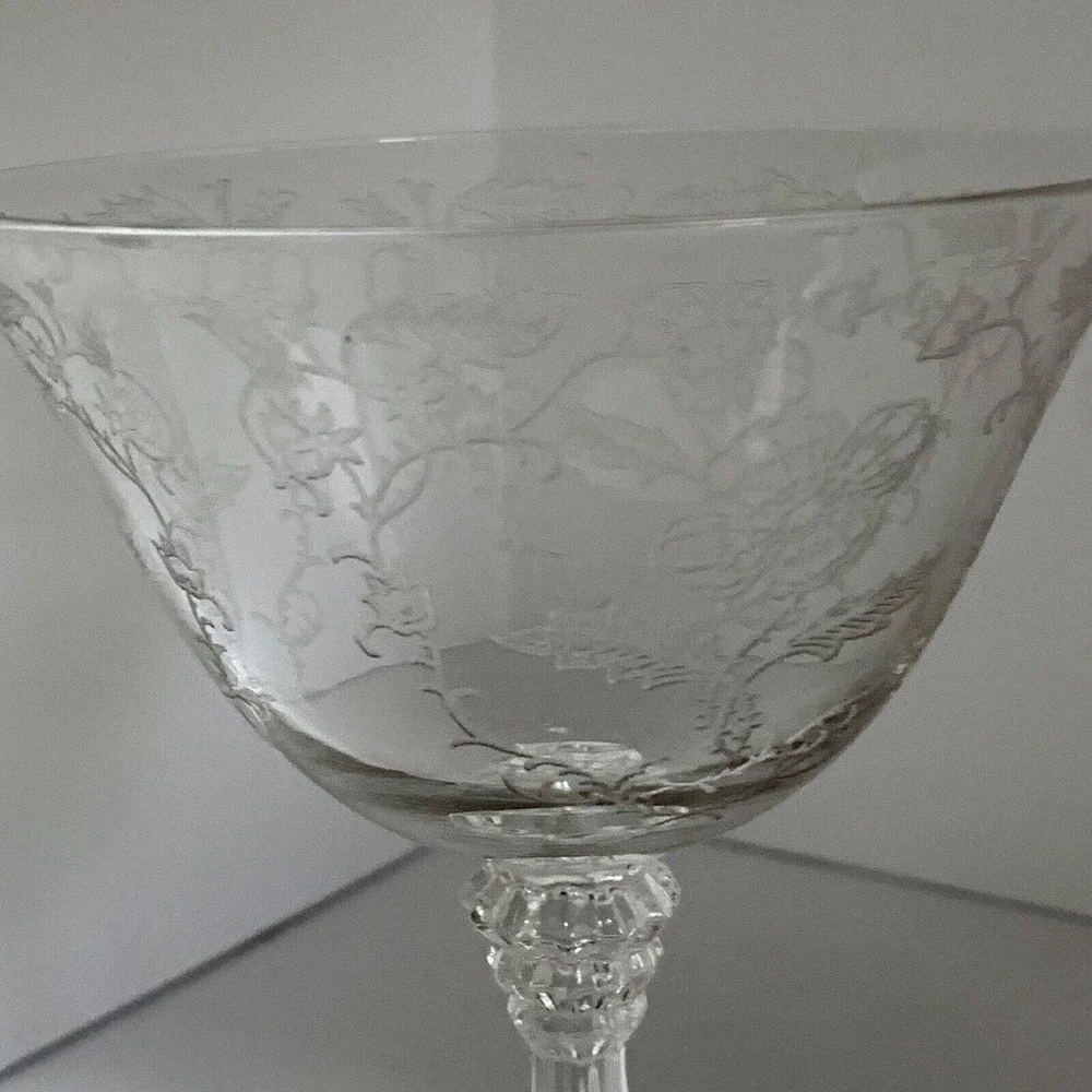 Vintage Stem Fostoria Shirley Clear Champagne Tall Sherbet Glass Etch Elegant